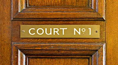 Bodyguards at Crown Court, by Alex Bomberg